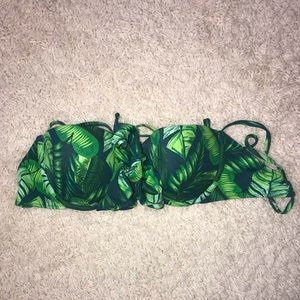 Palm leaf printed bikini top